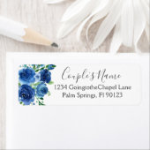 Floral Wedding Label Navy Blue White Waterverf (Insitu)