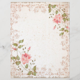 Floral Wedding Letterhead, Roos paper, bruiloft