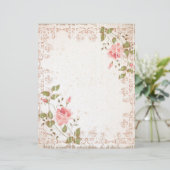 Floral Wedding Letterhead, Roos paper, bruiloft (Staand voorkant)