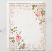 Floral Wedding Letterhead, Roos paper, bruiloft (Voorkant / Achterkant)