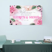 Floral Wedding Lijst Pastel Butterfly aanpassen Spandoek (Beurs)