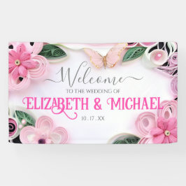 Floral Wedding Lijst Pastel Butterfly aanpassen Spandoek