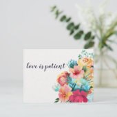 Floral Wedding Love is Patiënt Change the Date Briefkaart (Staand voorkant)