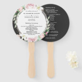 Floral Wedding Luxury Black Pink Hand Fan Handwaaier (Voorkant en achterkant)