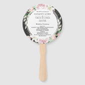 Floral Wedding Luxury Black Pink Hand Fan Handwaaier (Voorkant)