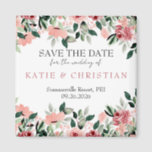 Floral Wedding Magnets Magneet<br><div class="desc">Laat niemand RSVP vergeten! Pop een magneet met de uitnodiging,  zodat gasten ze aan hun koelkast kunnen plakken. Dit is een simplistische magneet met een prachtige bloem in  roze en groene tinten. Klik om dit ontwerp met uw details aan te passen.</div>