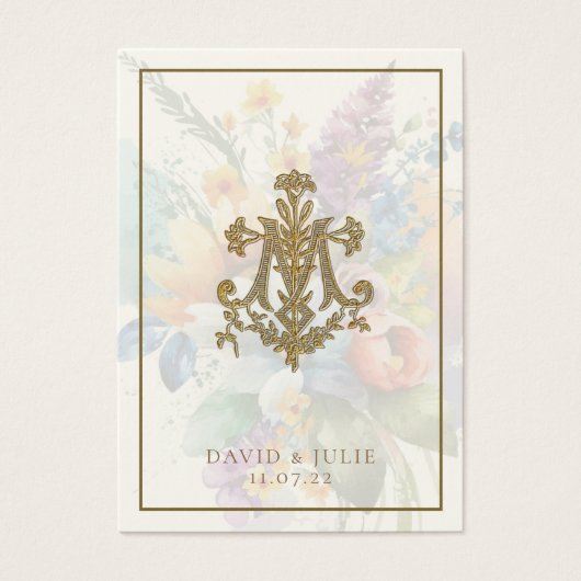 Floral Wedding Marian Cross Heilige Kaart (Voorkant)