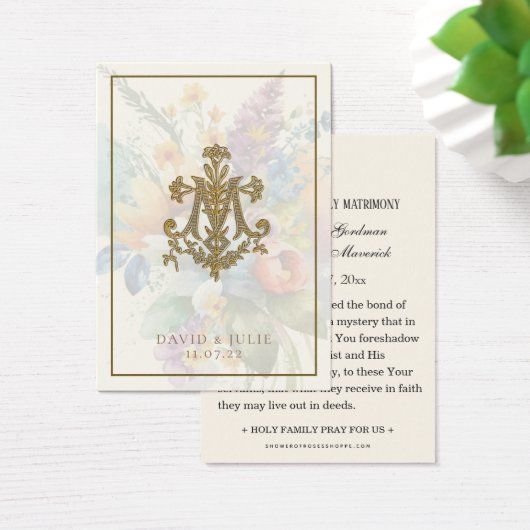 Floral Wedding Marian Cross Heilige Kaart (Bureau)