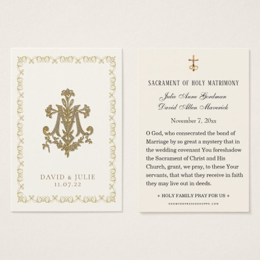 Floral Wedding Marian Cross Heilige Kaart (Voorkant /achterkant)