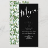 Floral Wedding Menu Black & White Peony Roos (Voorkant / Achterkant)