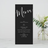 Floral Wedding Menu Black & White Peony Roos (Staand voorkant)
