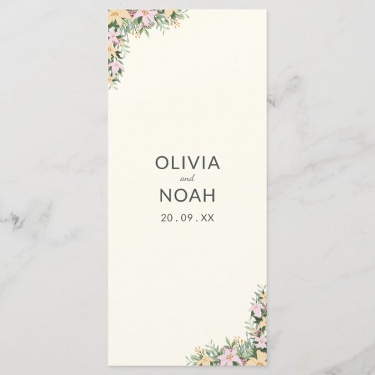 Floral wedding menu - boho style (Achterkant)