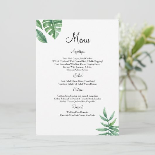 Floral Wedding Menu Card (Staand voorkant)