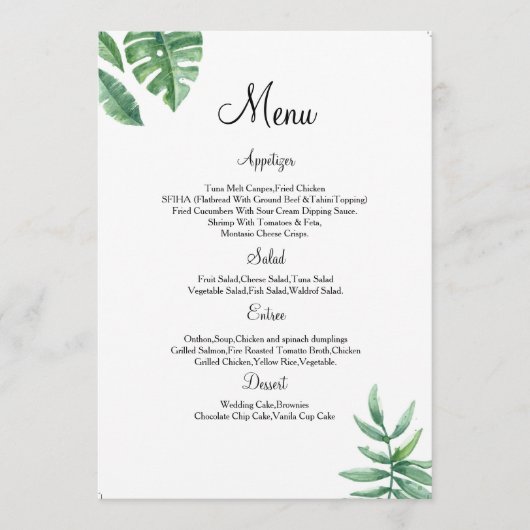 Floral Wedding Menu Card (Voorkant)