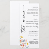 Floral Wedding Menu met minimalistisch verticaal s (Voorkant / Achterkant)