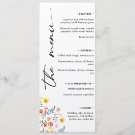 Floral Wedding Menu met minimalistisch verticaal s