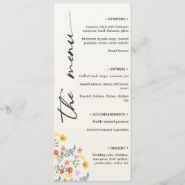 Floral Wedding Menu met minimalistisch verticaal s
