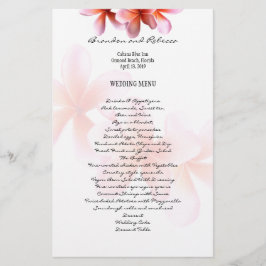 Floral Wedding Menu Pink Plumeria