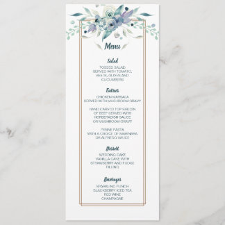 Floral Wedding-menukaart voor Zachte Waterverf Menu