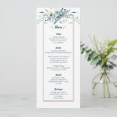 Floral Wedding-menukaart voor Zachte Waterverf Menu (Staand voorkant)