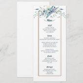 Floral Wedding-menukaart voor Zachte Waterverf Menu (Voorkant / Achterkant)