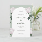 Floral Wedding met roze en groene Waterverf Kaart (Staand voorkant)