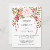 Floral Wedding met roze en groene Waterverf Kaart (Voorkant)