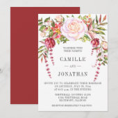Floral Wedding met roze en groene Waterverf Kaart (Voorkant / Achterkant)