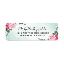 Floral Wedding met roze groene en zilveren Waterve Etiket