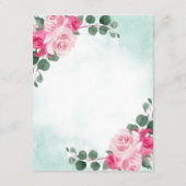 Floral Wedding met roze groene en zilveren Waterve Informatiekaartje (Achterkant)