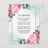 Floral Wedding met roze groene en zilveren Waterve Informatiekaartje (Voorkant)