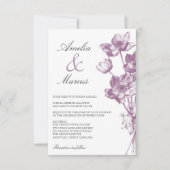 Floral Wedding Mini Uitnodiging / Wit (Voorkant)