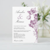  Floral Wedding Mini Uitnodiging / Wit (Staand voorkant)