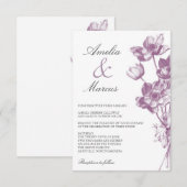  Floral Wedding Mini Uitnodiging / Wit (Voorkant / Achterkant)