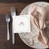 Floral Wedding Monogram Cocktail Napkin Servet