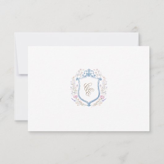 Floral Wedding Monogram Crest RSVP Card (Achterkant)