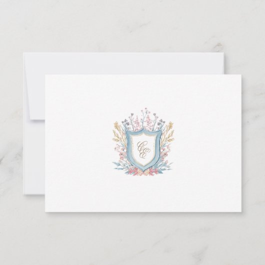 Floral Wedding Monogram Crest RSVP Card Kaartje (Achterkant)