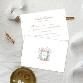Floral Wedding Monogram Crest RSVP Card Kaartje