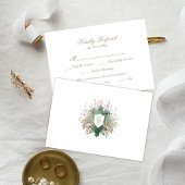 Floral Wedding Monogram Crest RSVP Card Kaartje