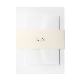 Floral Wedding | Monogram marine en crème Uitnodigingen Wikkel
