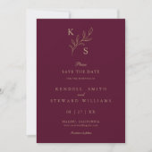 Floral Wedding Monogram Minimalist Save the Date (Voorkant)