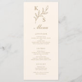 Floral Wedding Monogram Minimalistisch Menu (Achterkant)