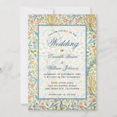 Floral Wedding Morris Pattern Elegant Script Kaart (Voorkant)