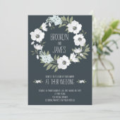 Floral Wedding nodigt uit met witte adem Kaart (Staand voorkant)