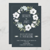 Floral Wedding nodigt uit met witte adem Kaart (Voorkant / Achterkant)