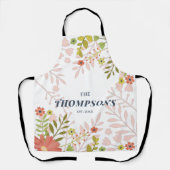 Floral Wedding of Jubileum Aangepaste achternaam Schort (Voorkant)