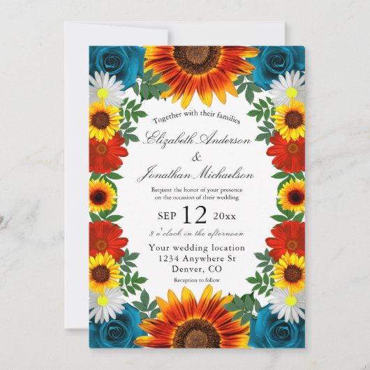 Floral Wedding op de voortuin Kaart (Voorkant)