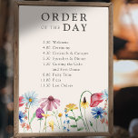 Floral Wedding Orde van de Dag van het Land van de Poster<br><div class="desc">Wilde bloem Wedding Orde van het Dag poster met waterverf wilde bloemen. Dit bijtende landbotanische ontwerp heeft een  grens van wilde bloemen,  inclusief madeliefje papaverbloem,  konefje karnoppen,  kartonnen kop en klaver. Een elegante moderne bloem met bohemisch tuinthema. Blader naar mijn winkel in het Wilde collectie Charm voor overeenkomende objecten.</div>