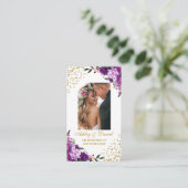 Floral Wedding Paars Foto Register Kaart G (Staand voorkant)