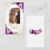 Floral Wedding Paars Foto Register Kaart G (Voorkant / Achterkant)